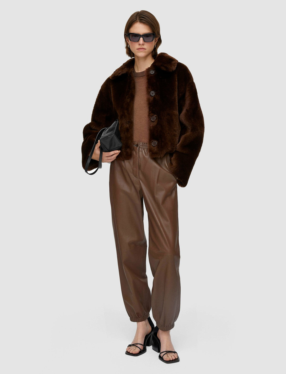 JOSEPH Fashion Women Alloway Reversible Shearling Jacket Arabica