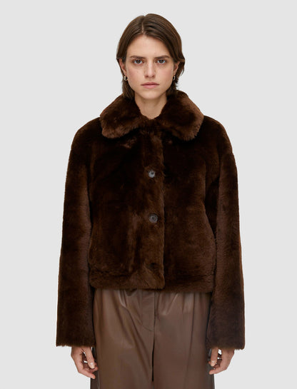 JOSEPH Fashion Women Alloway Reversible Shearling Jacket Arabica