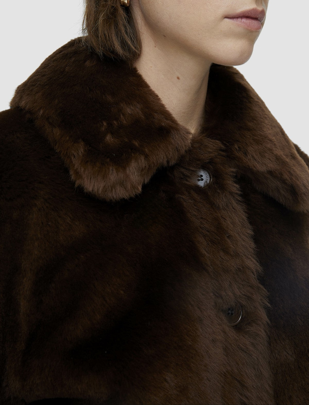 JOSEPH Fashion Women Alloway Reversible Shearling Jacket Arabica