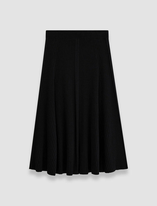 JOSEPH Fashion Women Merino Silk Rib Skirt Black