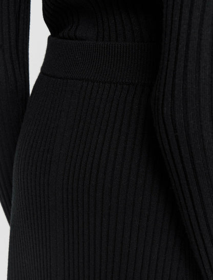 JOSEPH Fashion Women Merino Silk Rib Skirt Black