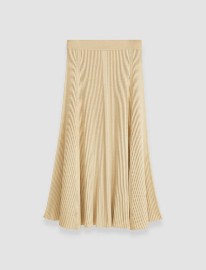 JOSEPH Fashion Women Merino Silk Rib Skirt Champagne