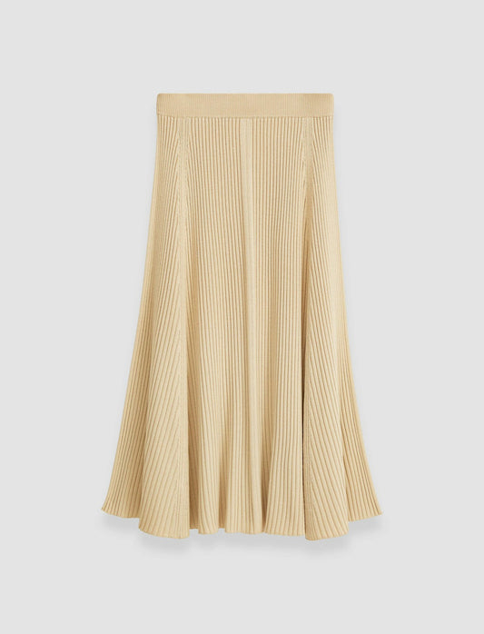 JOSEPH Fashion Women Merino Silk Rib Skirt Champagne