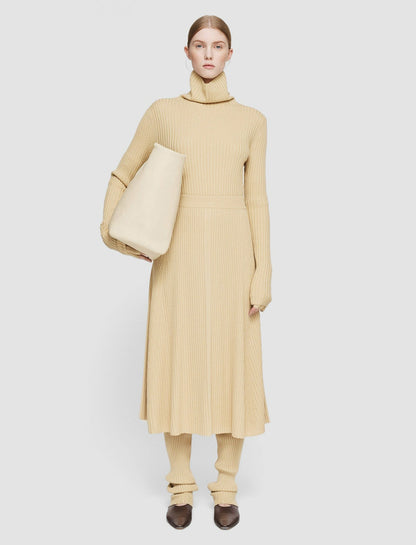JOSEPH Fashion Women Merino Silk Rib Skirt Champagne