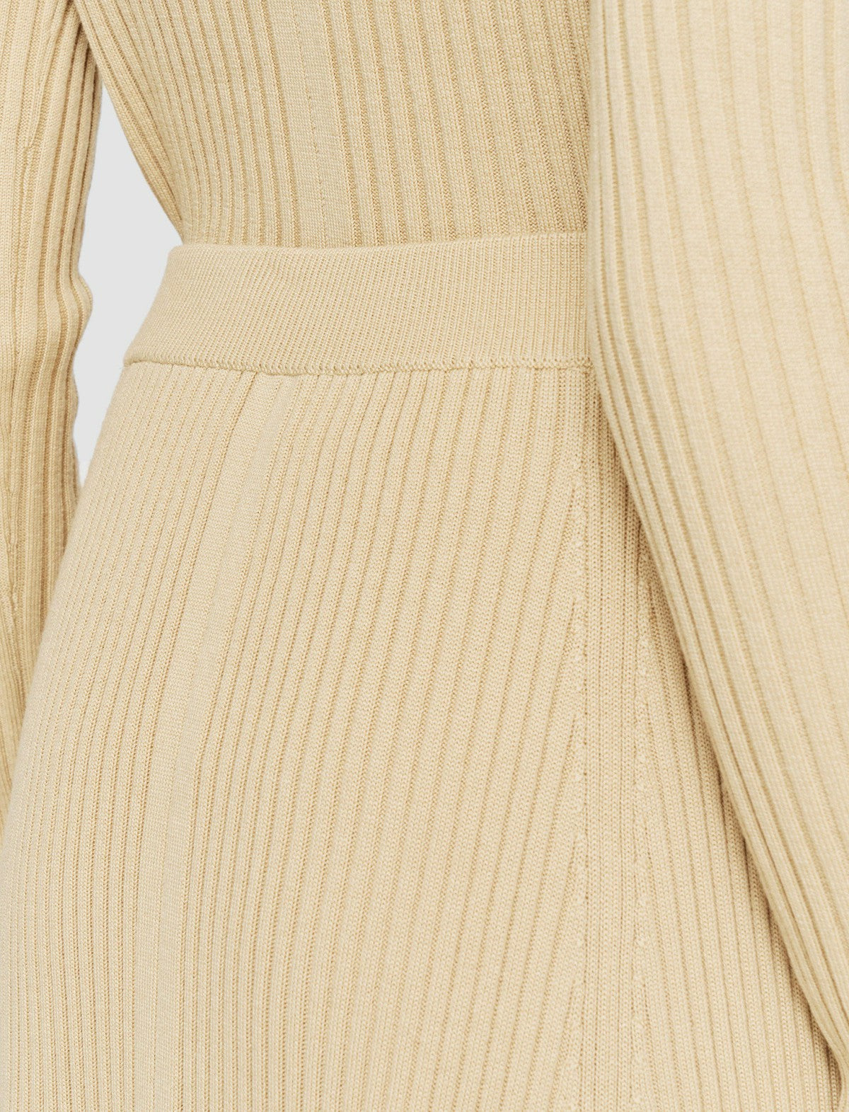 JOSEPH Fashion Women Merino Silk Rib Skirt Champagne