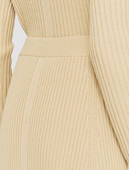 JOSEPH Fashion Women Merino Silk Rib Skirt Champagne