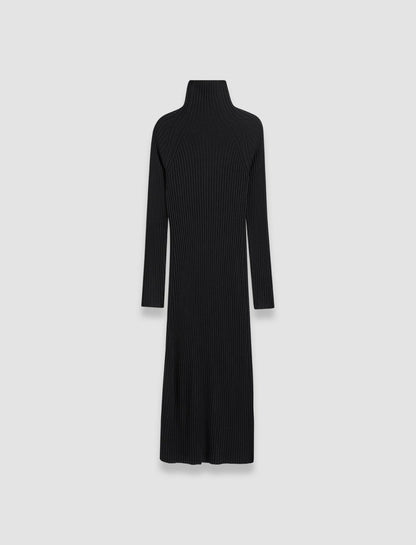 JOSEPH Fashion Women Merino Silk Rib Dress Black