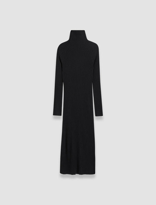 JOSEPH Fashion Women Merino Silk Rib Dress Black
