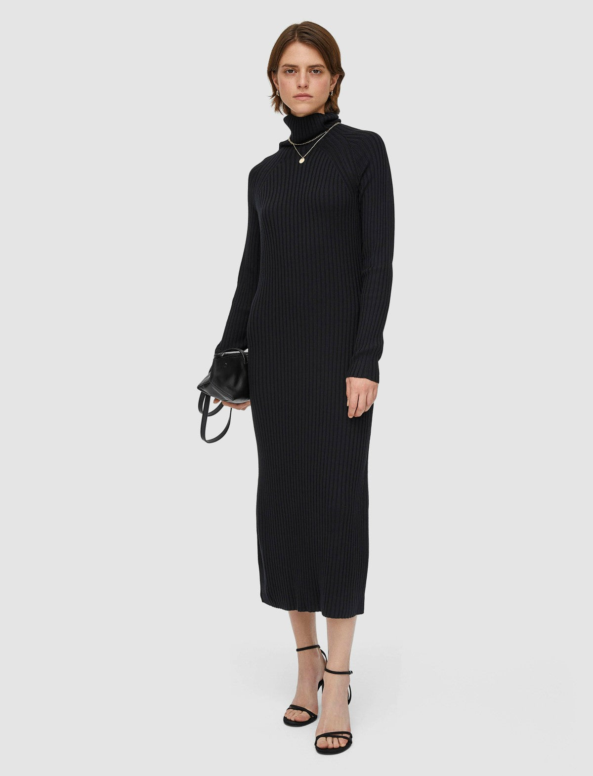 JOSEPH Fashion Women Merino Silk Rib Dress Black
