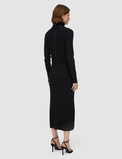 JOSEPH Fashion Women Merino Silk Rib Dress Black