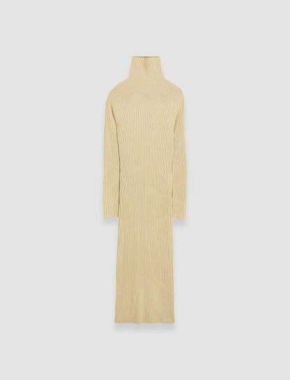 JOSEPH Fashion Women Merino Silk Rib Dress Champagne