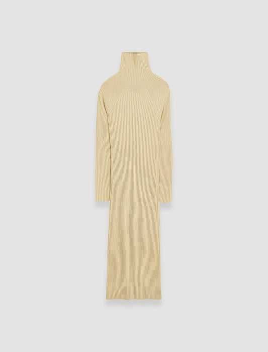 JOSEPH Fashion Women Merino Silk Rib Dress Champagne