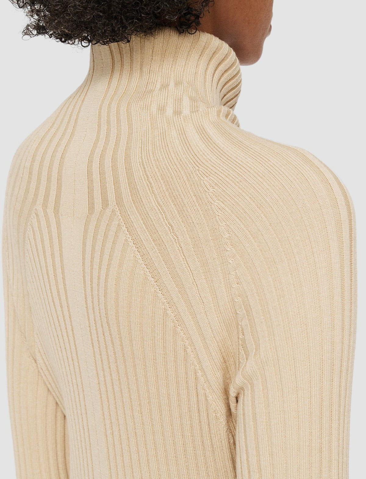 JOSEPH Fashion Women Merino Silk Rib Dress Champagne
