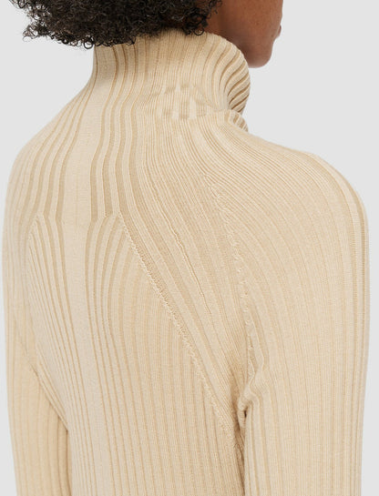 JOSEPH Fashion Women Merino Silk Rib Dress Champagne