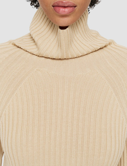 JOSEPH Fashion Women Merino Silk Rib Dress Champagne
