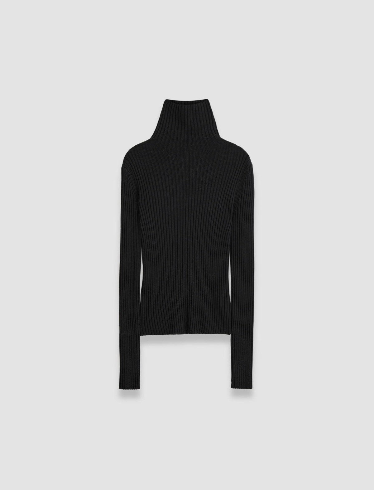 JOSEPH Fashion Women Merino Silk Rib High Neck Jumper Black