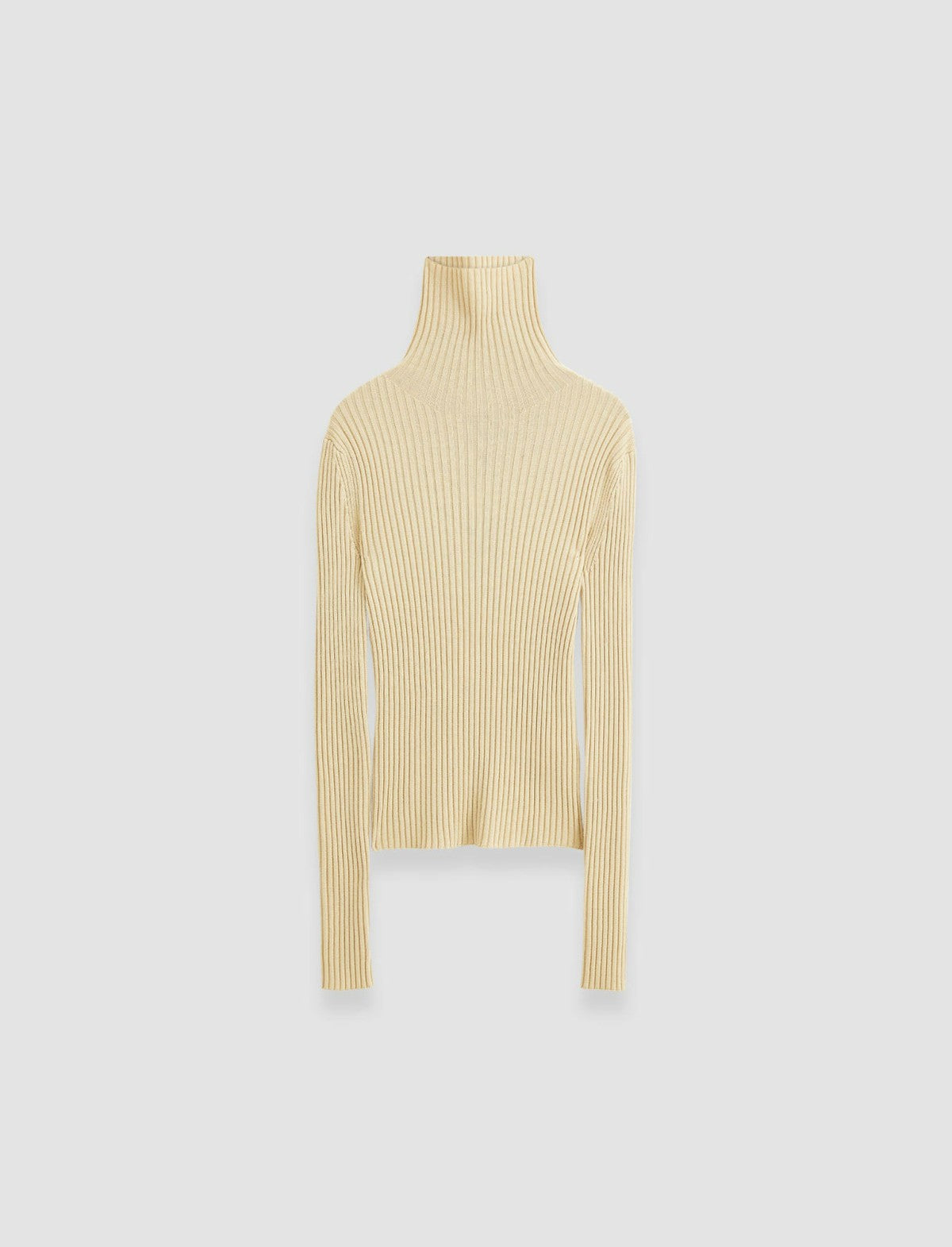 JOSEPH Fashion Women Merino Silk Rib High Neck Jumper Champagne