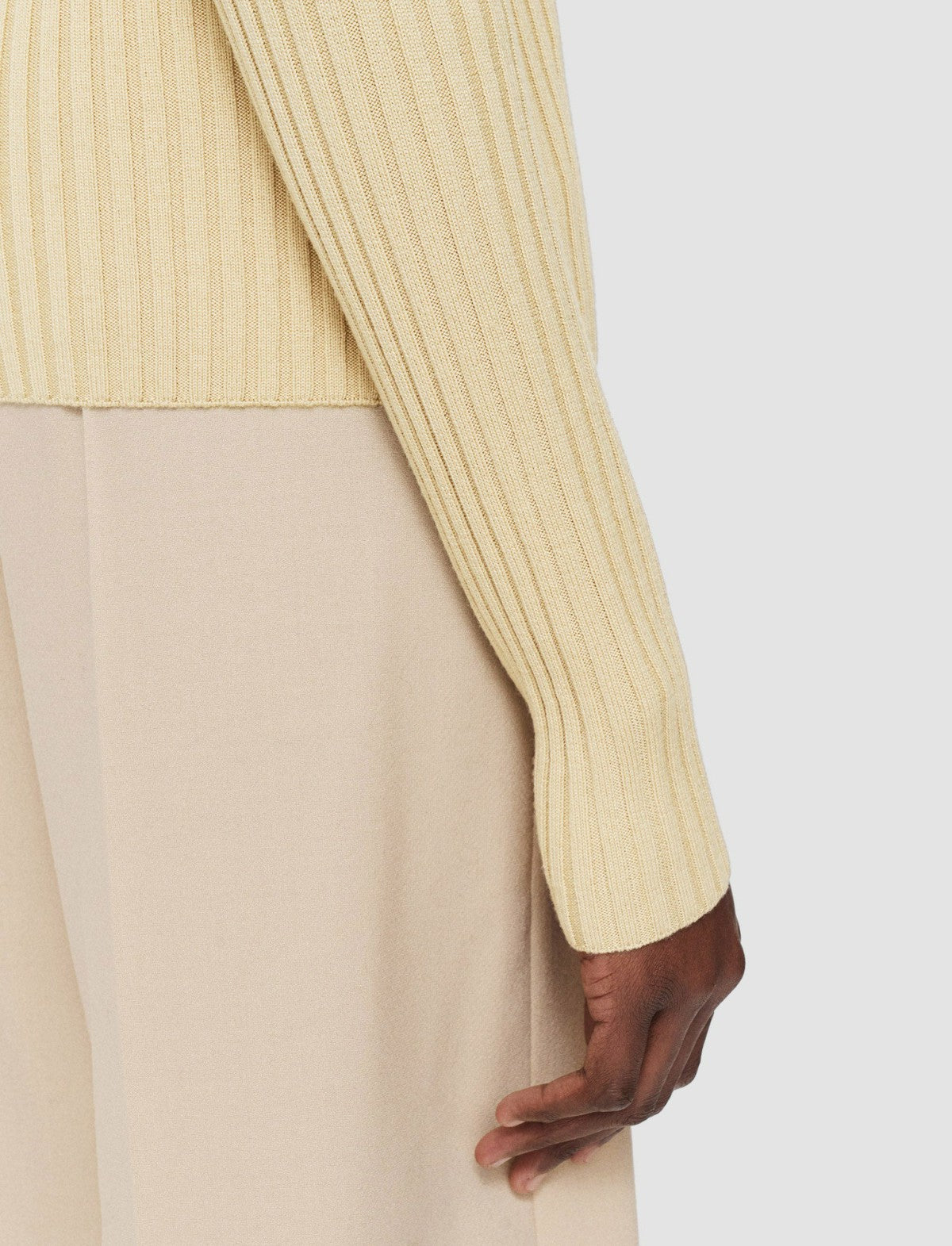 JOSEPH Fashion Women Merino Silk Rib High Neck Jumper Champagne