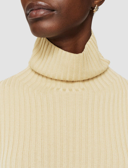 JOSEPH Fashion Women Merino Silk Rib High Neck Jumper Champagne