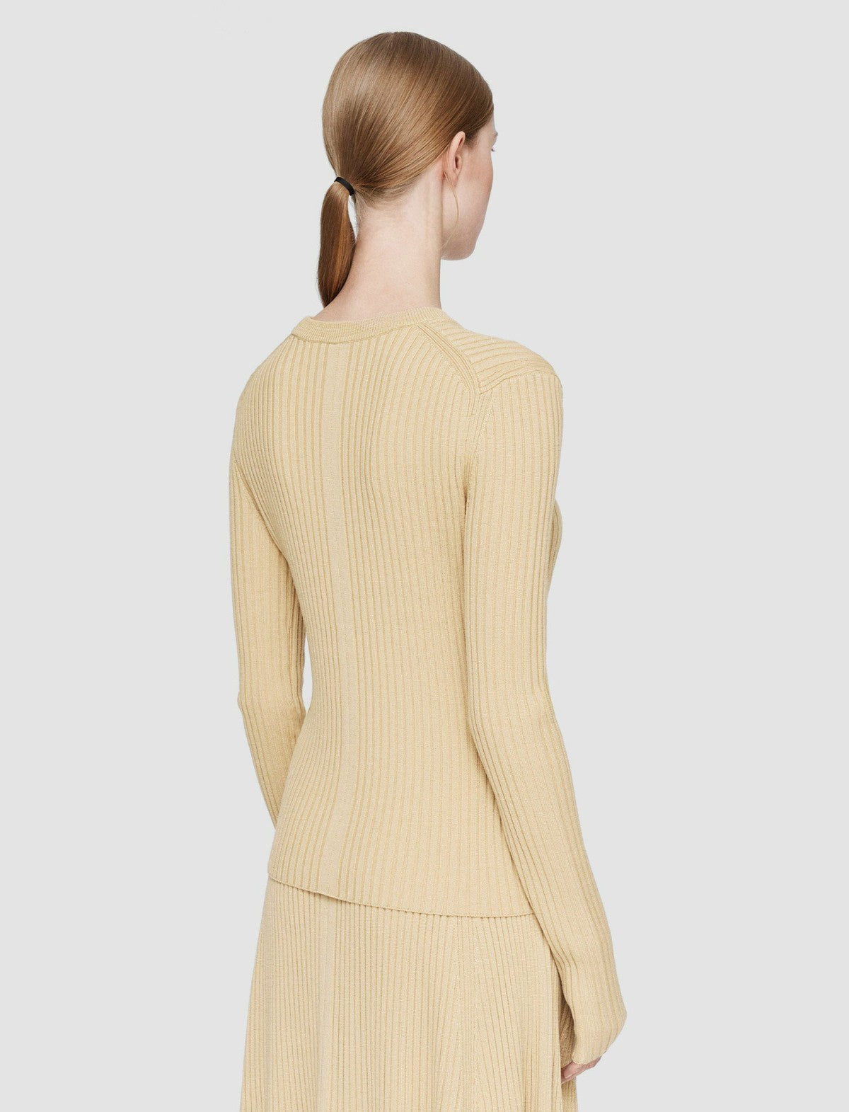 JOSEPH Fashion Women Merino Silk Rib Round Neck Jumper Champagne