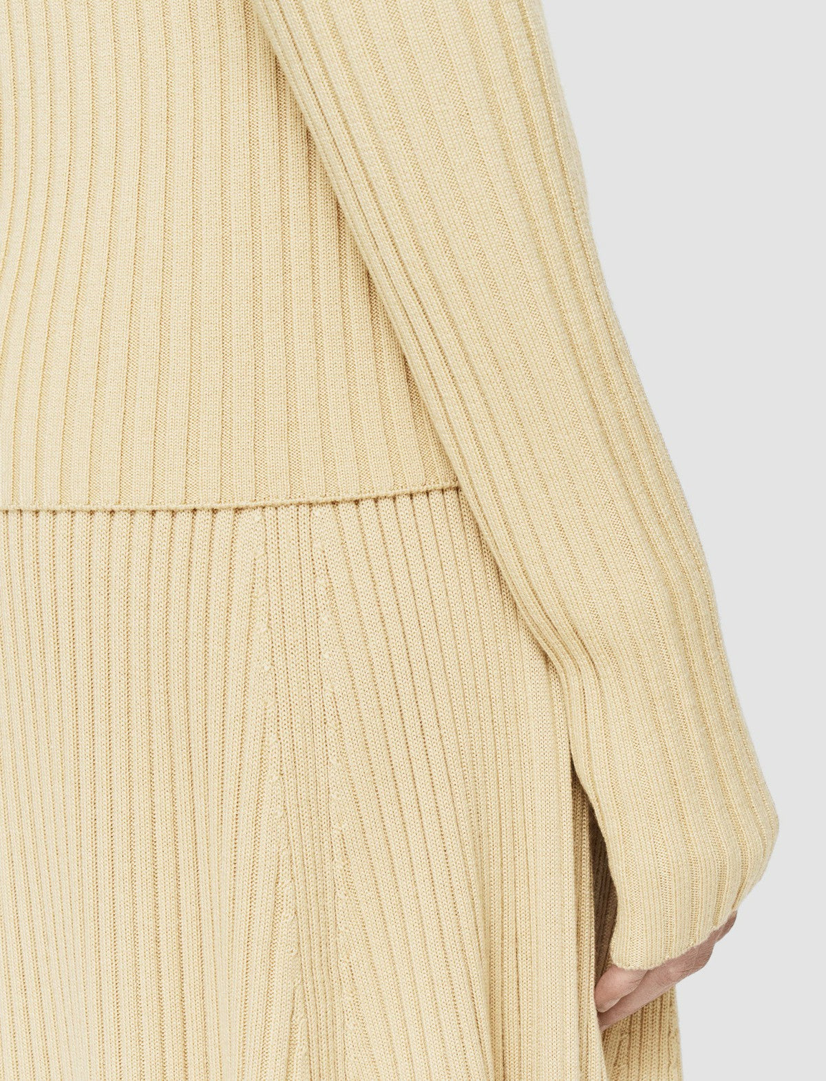 JOSEPH Fashion Women Merino Silk Rib Round Neck Jumper Champagne