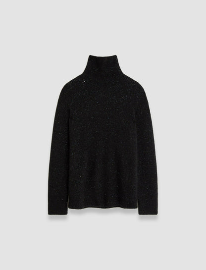 JOSEPH Fashion Women Alpaca Tweed Knit High Neck Jumper Black