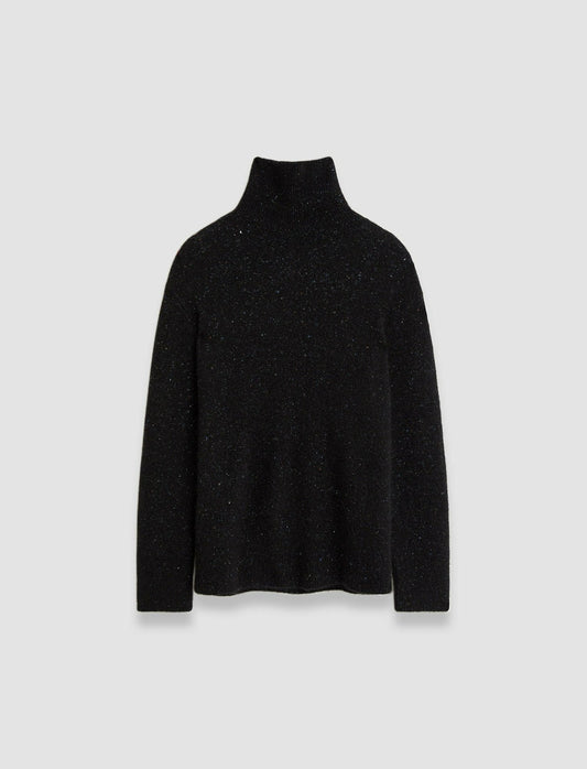 JOSEPH Fashion Women Alpaca Tweed Knit High Neck Jumper Black