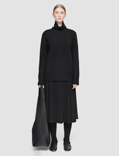 JOSEPH Fashion Women Alpaca Tweed Knit High Neck Jumper Black