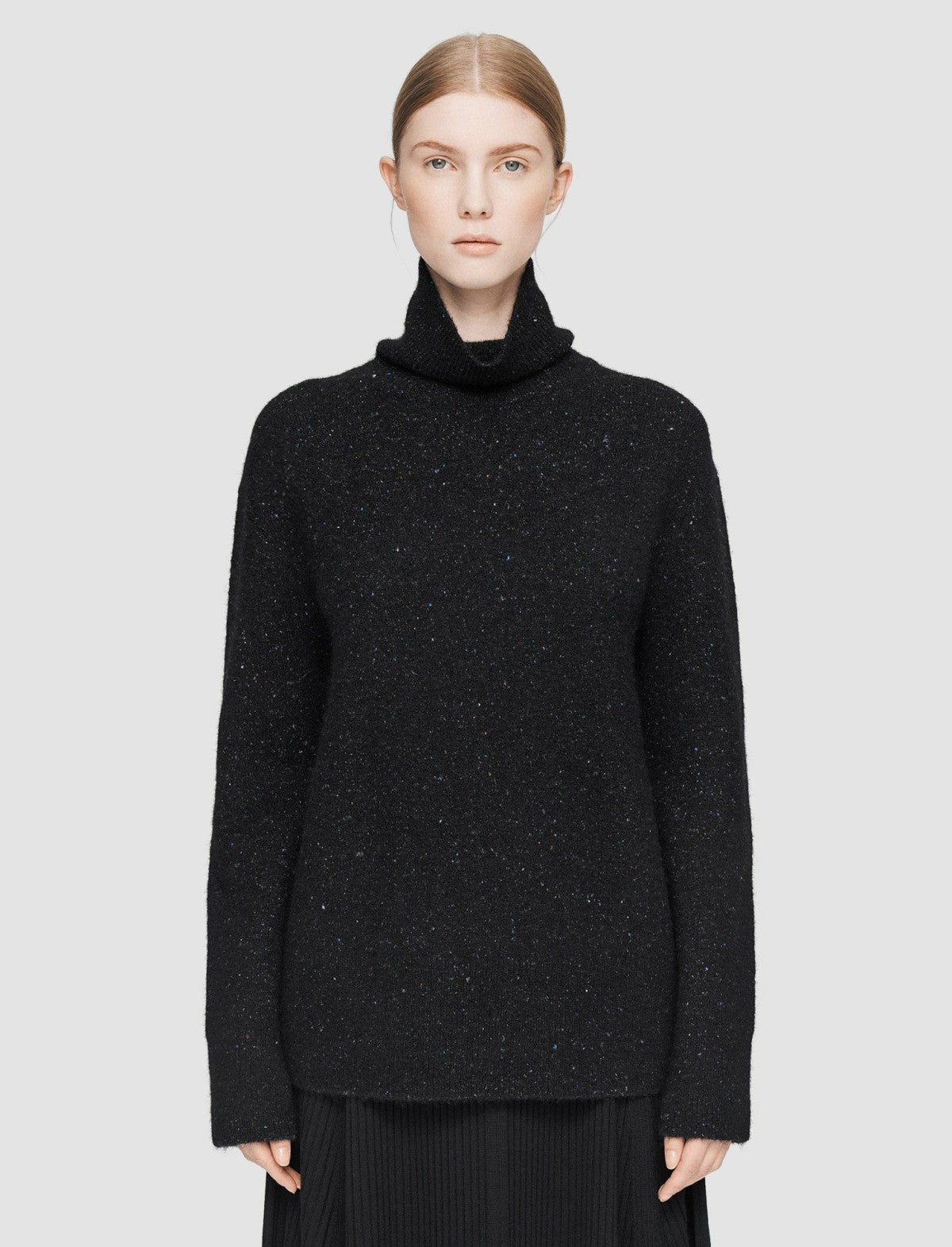 JOSEPH Fashion Women Alpaca Tweed Knit High Neck Jumper Black