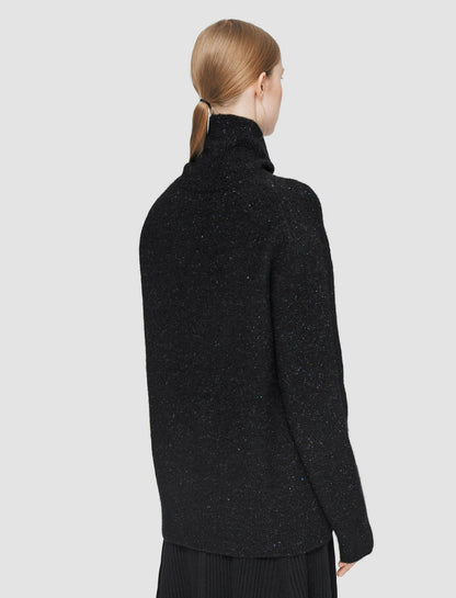 JOSEPH Fashion Women Alpaca Tweed Knit High Neck Jumper Black