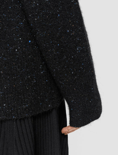 JOSEPH Fashion Women Alpaca Tweed Knit High Neck Jumper Black