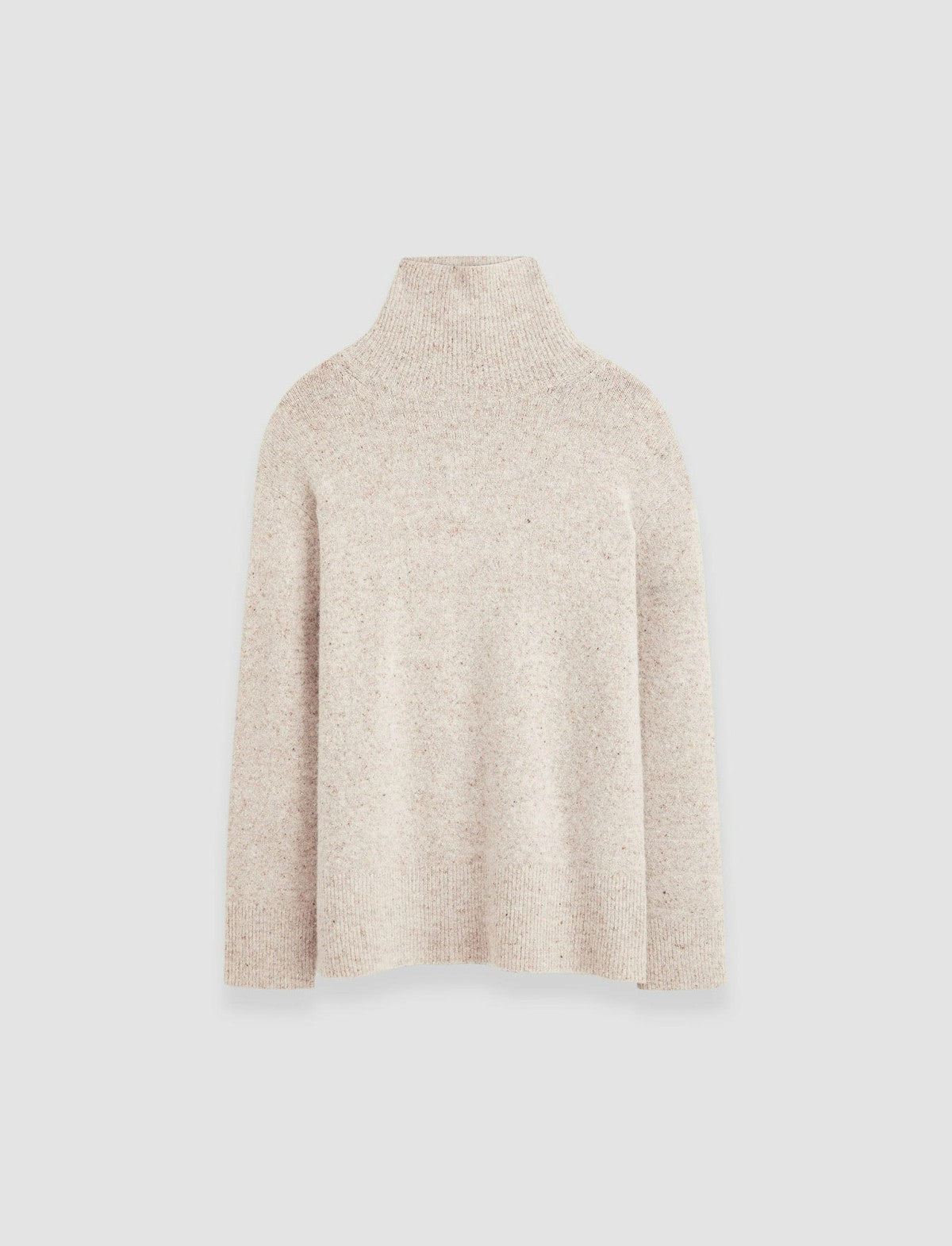JOSEPH Fashion Women Alpaca Tweed Knit High Neck Jumper Champagne Melange