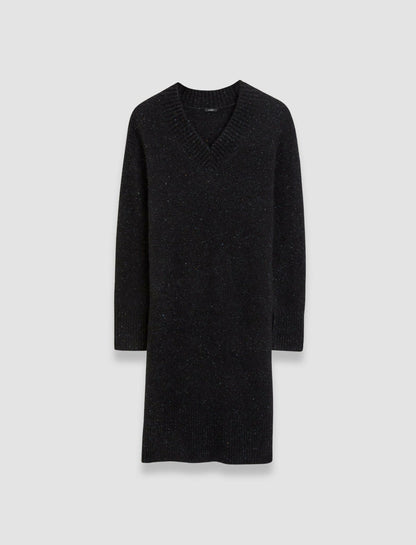 JOSEPH Fashion Women Alpaca Tweed Knit Dress Black