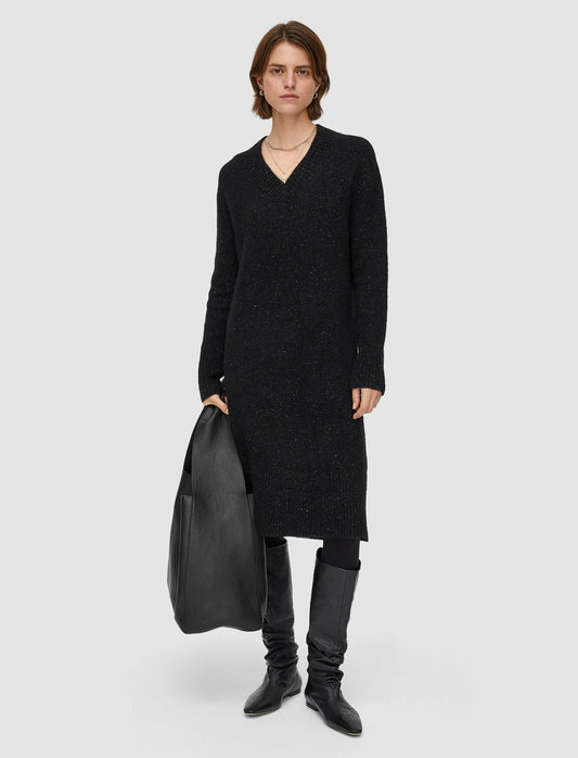 JOSEPH Fashion Women Alpaca Tweed Knit Dress Black