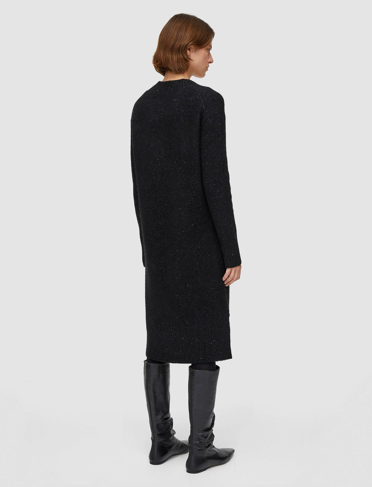 JOSEPH Fashion Women Alpaca Tweed Knit Dress Black