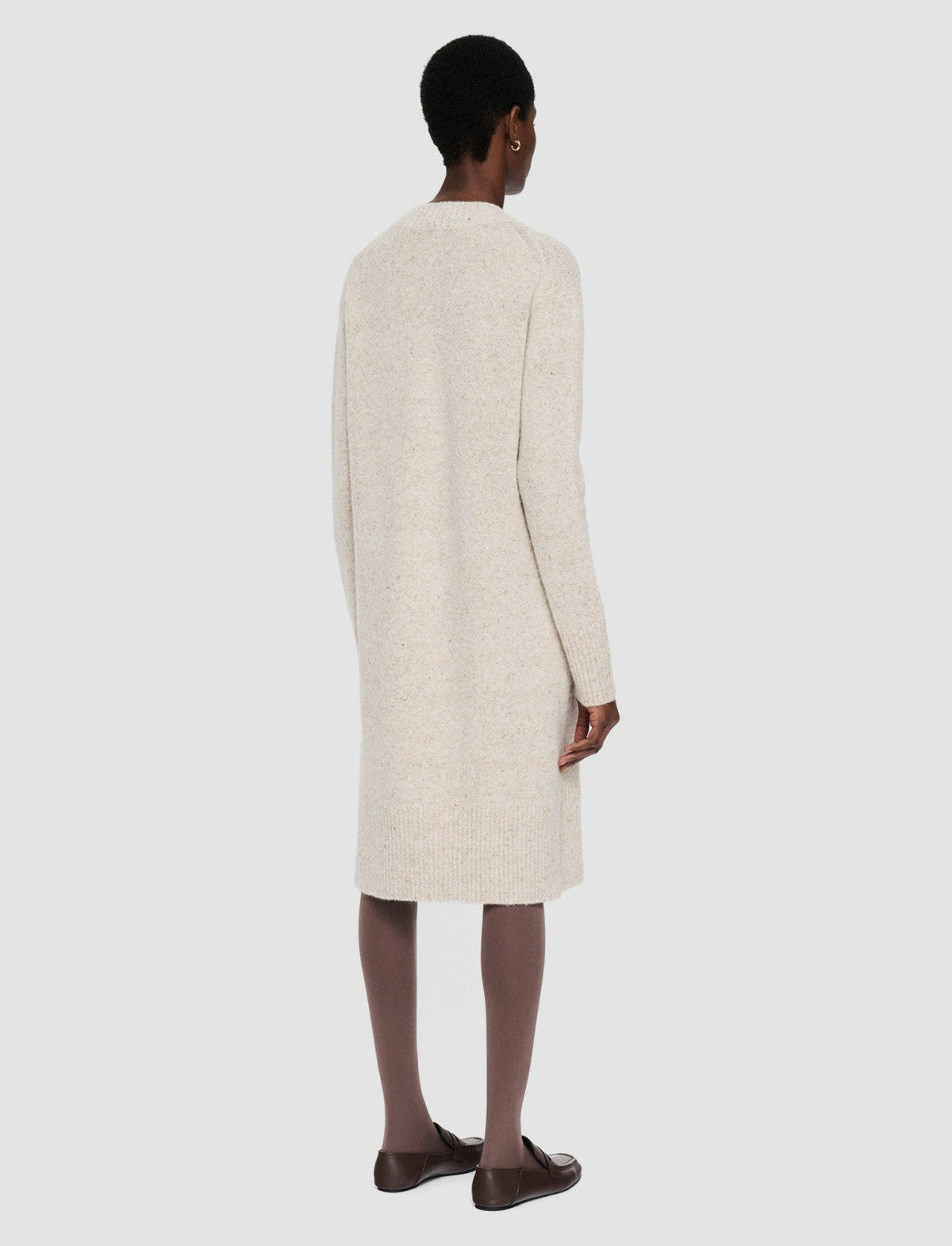 JOSEPH Fashion Women Alpaca Tweed Knit Dress Champagne Melange