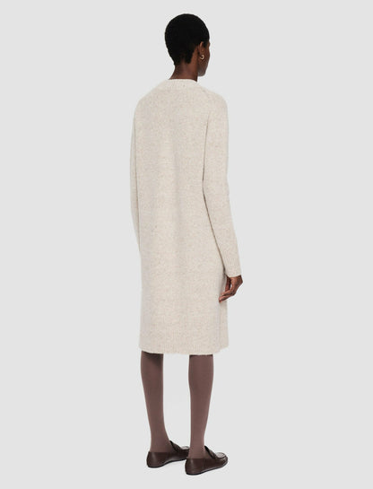JOSEPH Fashion Women Alpaca Tweed Knit Dress Champagne Melange