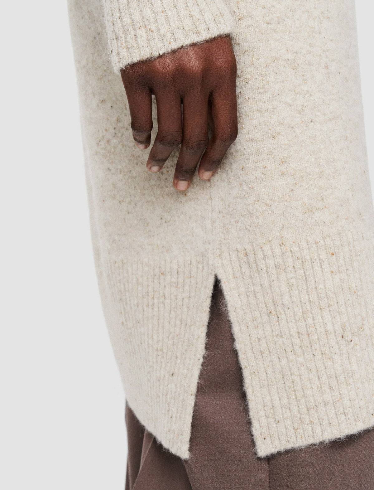 JOSEPH Fashion Women Alpaca Tweed Knit Dress Champagne Melange