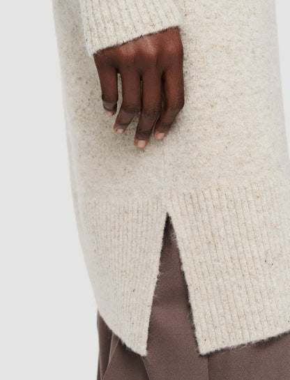JOSEPH Fashion Women Alpaca Tweed Knit Dress Champagne Melange