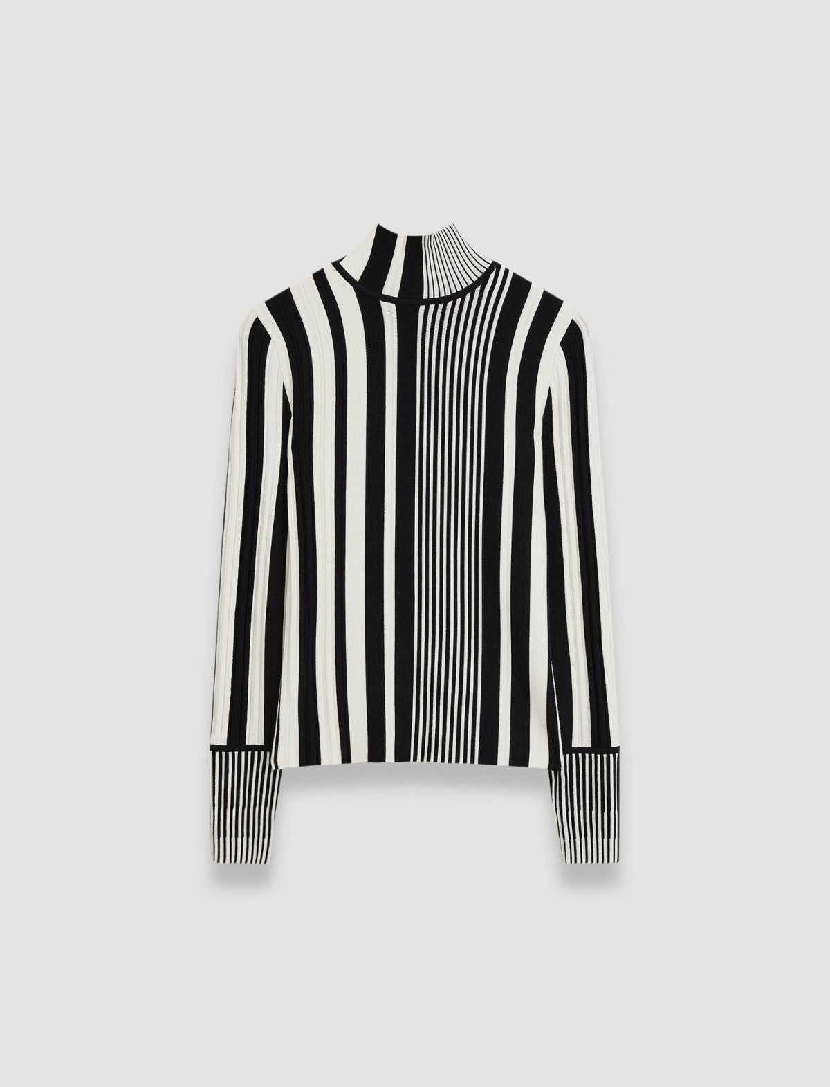 JOSEPH Fashion Women Stripes and Pleats High Neck Jumper Ivory/Black