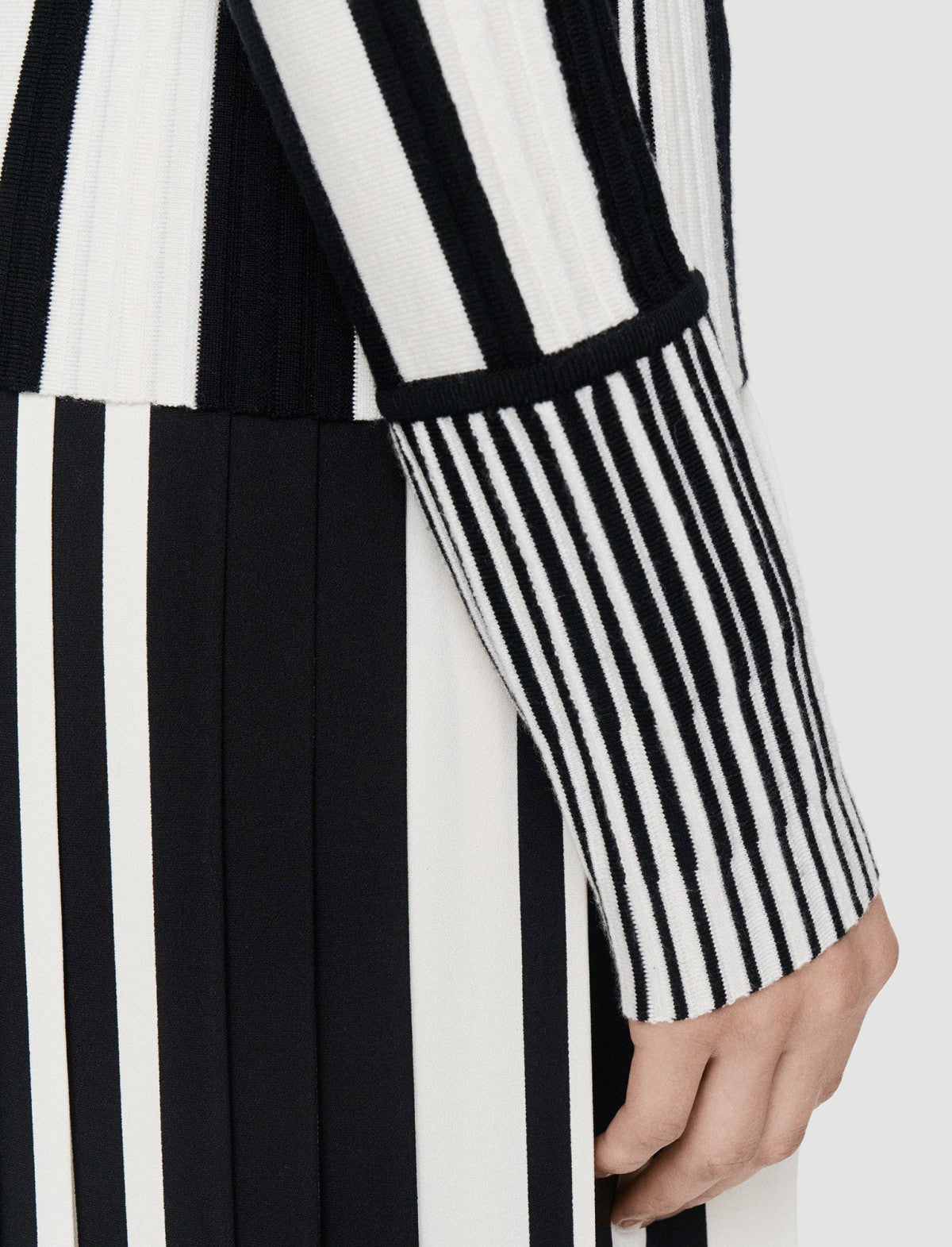JOSEPH Fashion Women Stripes and Pleats High Neck Jumper Ivory/Black