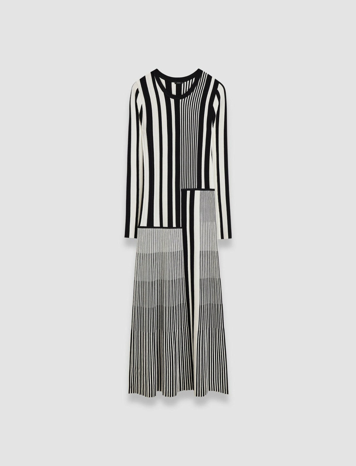 JOSEPH Fashion Women Stripes and Pleats Dress Ivory/Black