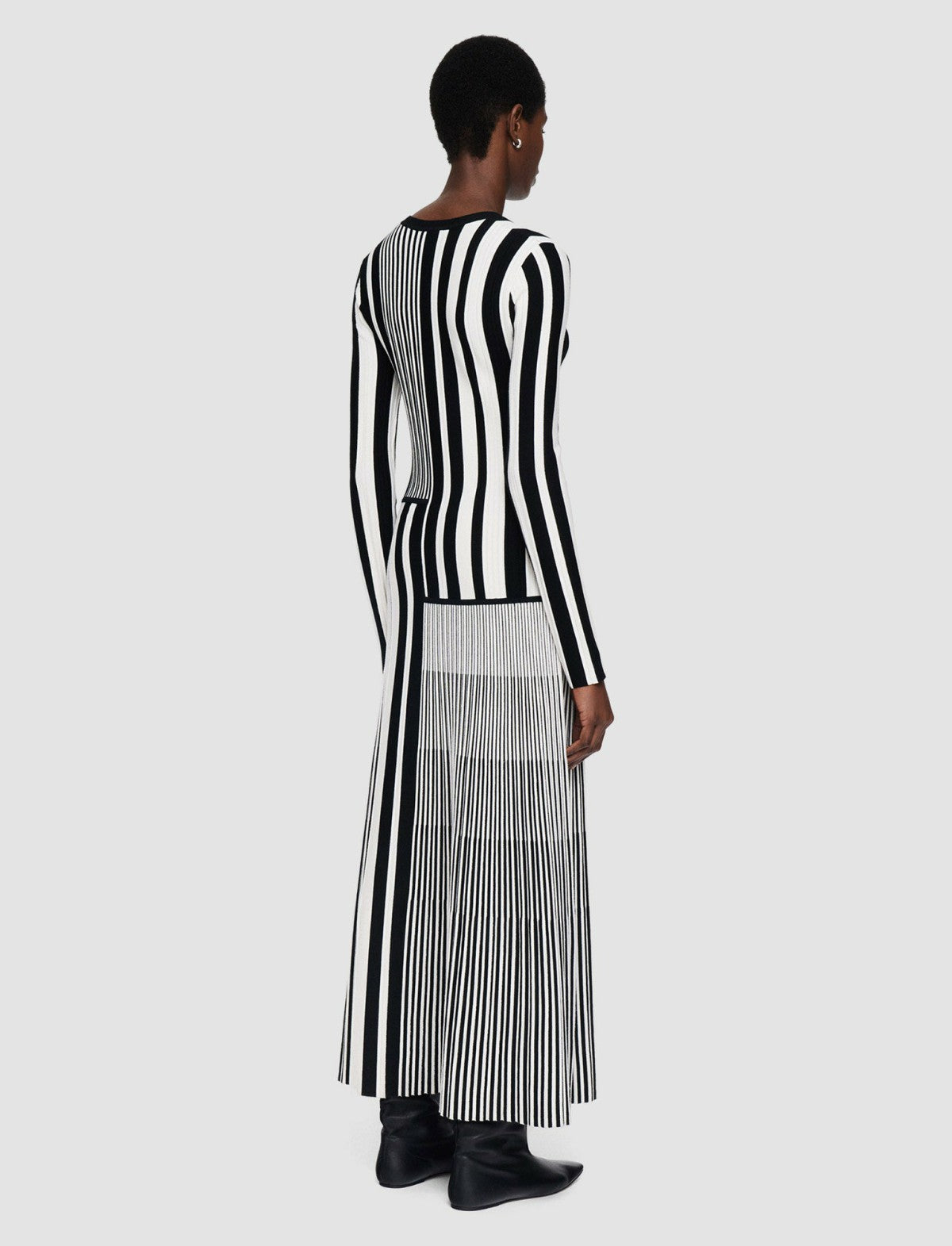 JOSEPH Fashion Women Stripes and Pleats Dress Ivory/Black