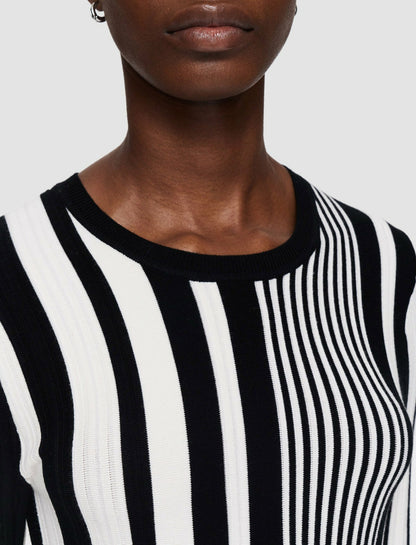JOSEPH Fashion Women Stripes and Pleats Dress Ivory/Black