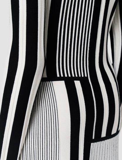 JOSEPH Fashion Women Stripes and Pleats Dress Ivory/Black
