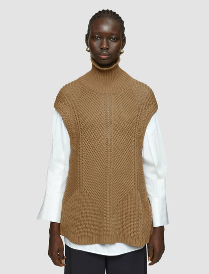 JOSEPH Fashion Women Knit Vest Shirt Set Oak/White