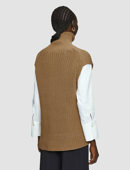 JOSEPH Fashion Women Knit Vest Shirt Set Oak/White