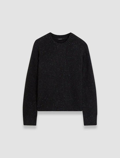 JOSEPH Fashion Women Alpaca Tweed Knit Round Neck Jumper Black