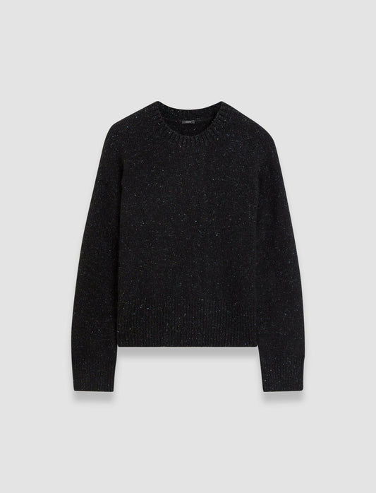 JOSEPH Fashion Women Alpaca Tweed Knit Round Neck Jumper Black
