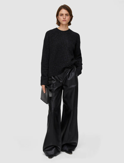 JOSEPH Fashion Women Alpaca Tweed Knit Round Neck Jumper Black